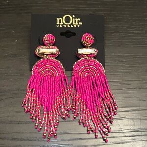 Noir Jewelry Pink and Gold Rainbow Beaded Earrings